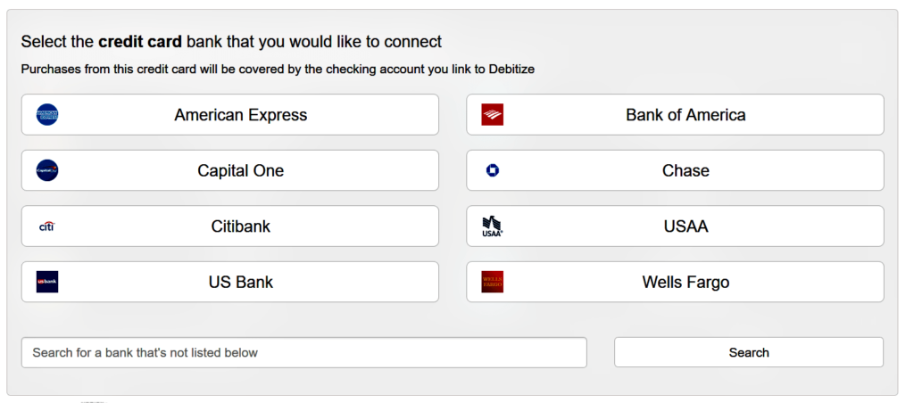 Debitize - Banks Supported