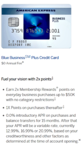best no annual fee credit cards - American Express Blue Business Plus