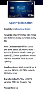 best no annual fee credit cards - Capital One Spark Miles Select
