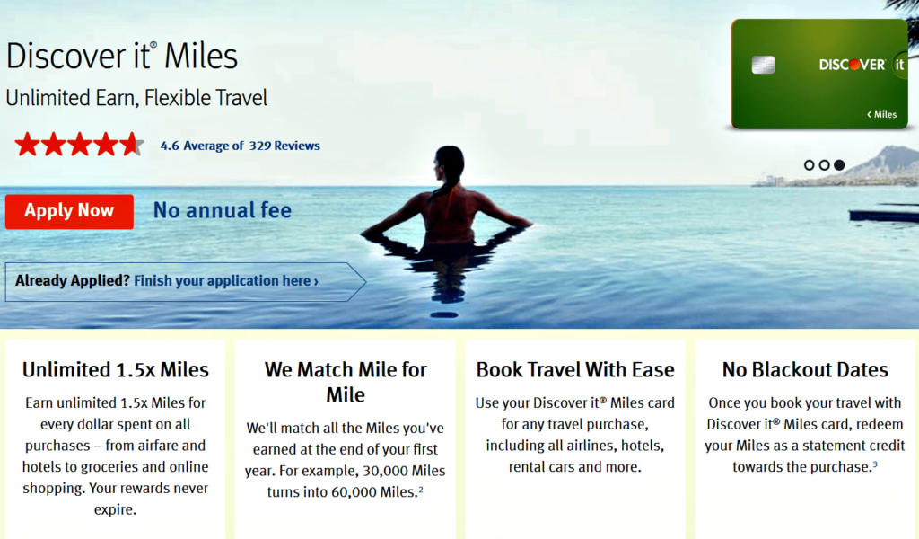 best no annual fee credit cards - Discover It Miles